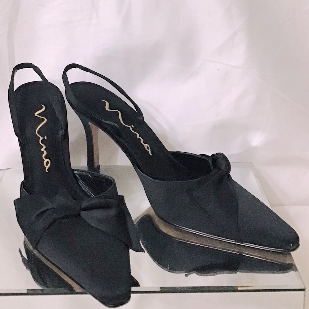 Nina Black Slingback Pump